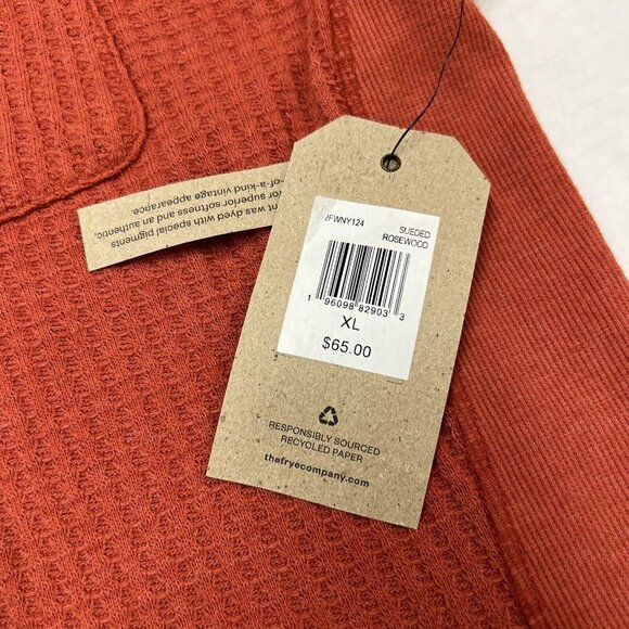 Fyre & Co Womens XL Thermal Button Down Shirt Rust Distressed Western Outdoor - Picture 6 of 11